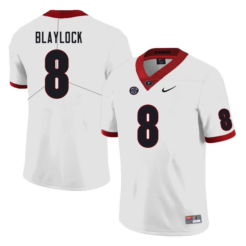 Georgia Bulldogs #8 Dominick Blaylock College Football Jerseys Sale-White